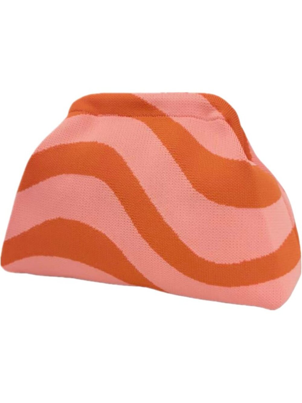 Women's Orange Waves Clutch Purses Dumpling Striped Summer Beach Evening Handbag
